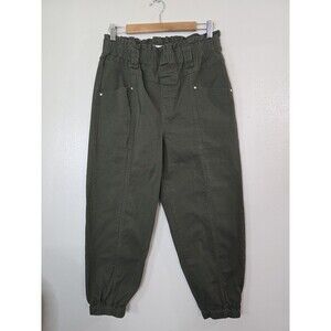 Frayed Jeans Paper Baggy Jogger Pants Green Womens Size 31 Pull On